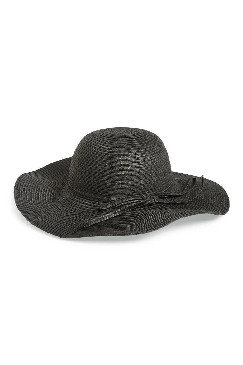 Floppy Straw Hat, Main, color, BLACK