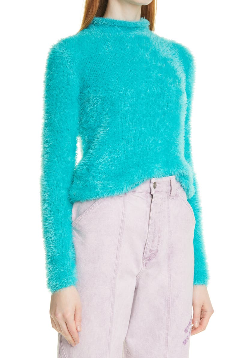 Stella McCartney Compact Faux Fur Turtleneck Sweater, Alternate, color, 