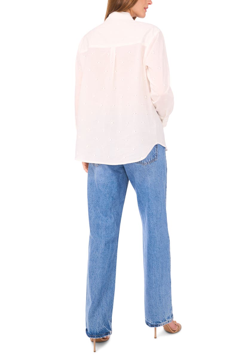 Vince Camuto Cotton Eyelet Button-Up Shirt, Alternate, color, New Ivory