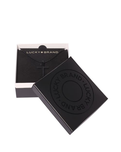Lucky Brand Black Cross Pendant 22" Chain In Black