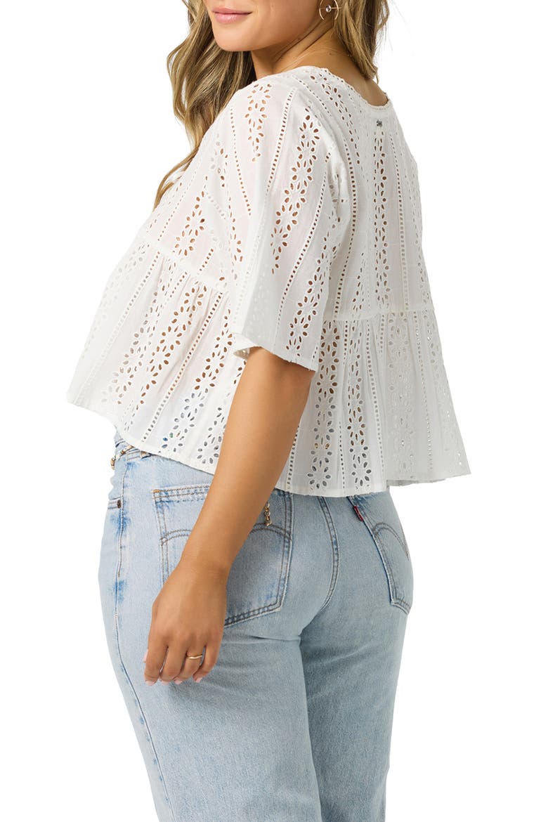 Loni Eyelet Babydoll Top, Alternate, color, WHITE
