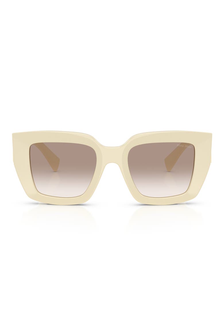 51mm Gradient Square Sunglasses, Main, color, MILK / CLEAR GRADIENT BROWN