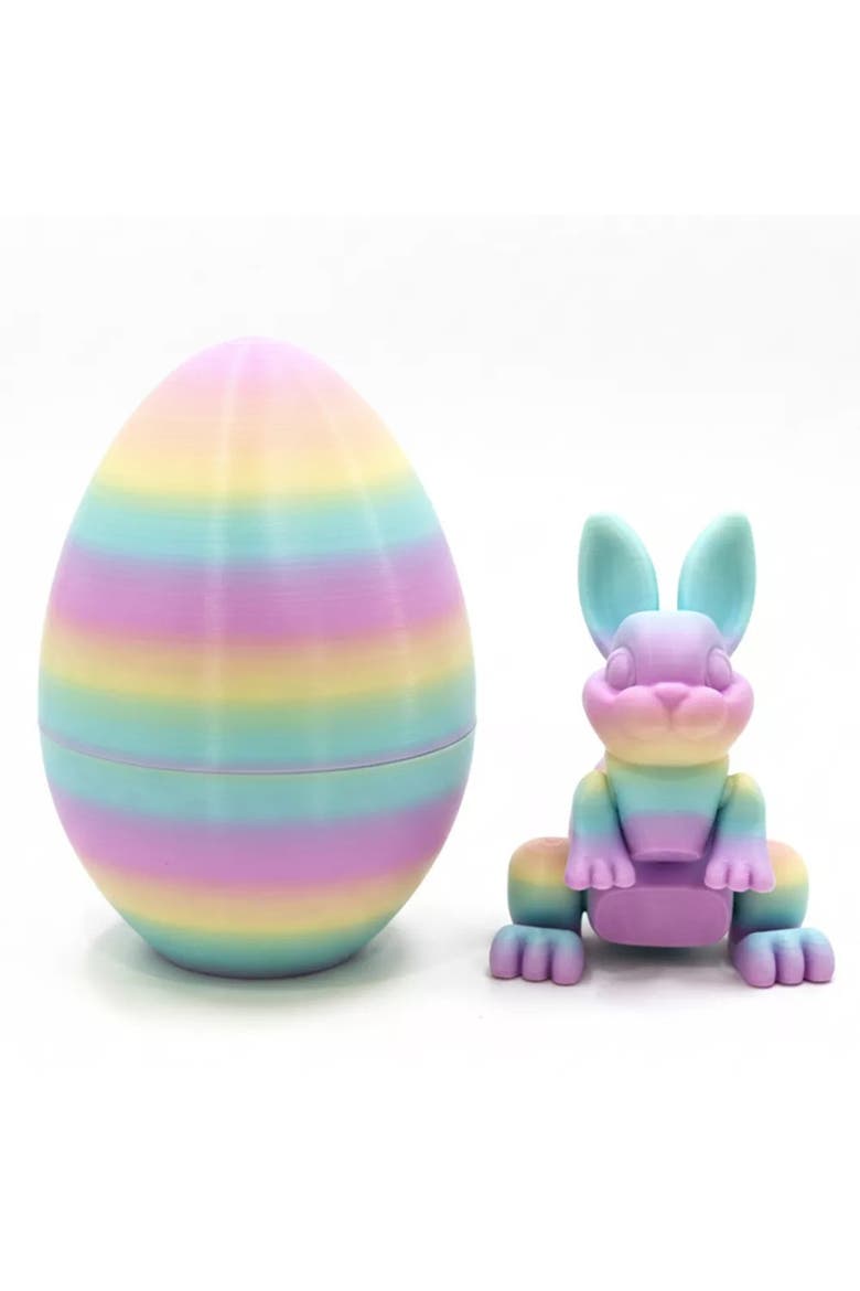 Easter Surprise Egg & 3D Printed Articulated Bunny Toy Set, Main, color, Rainbow