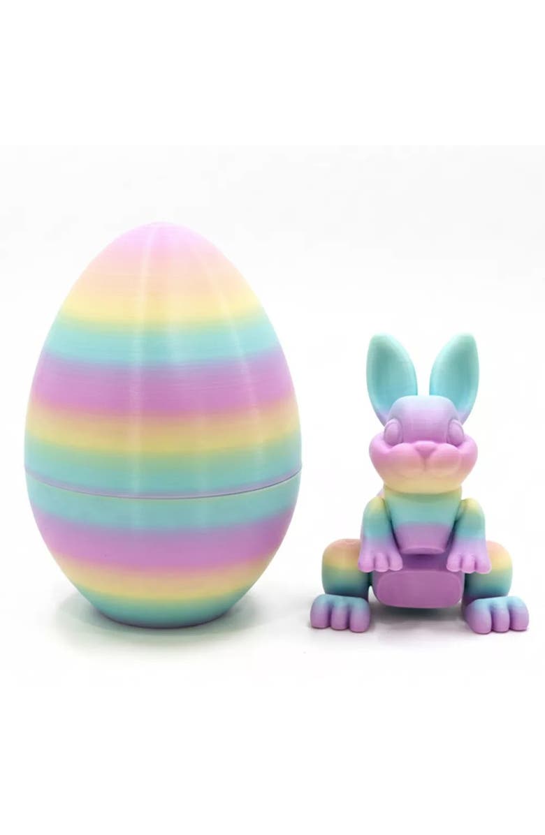 Sperric Easter Surprise Egg & 3D Printed Articulated Bunny Toy Set, Main, color, Rainbow
