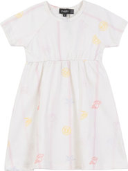 Puddles SeaShell Art Short Sleeve Elastic Waist Dress