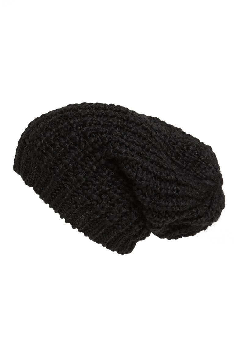 Chunky Knit Slouch Hat, Main, color, BLACK/ DEEP BLUE
