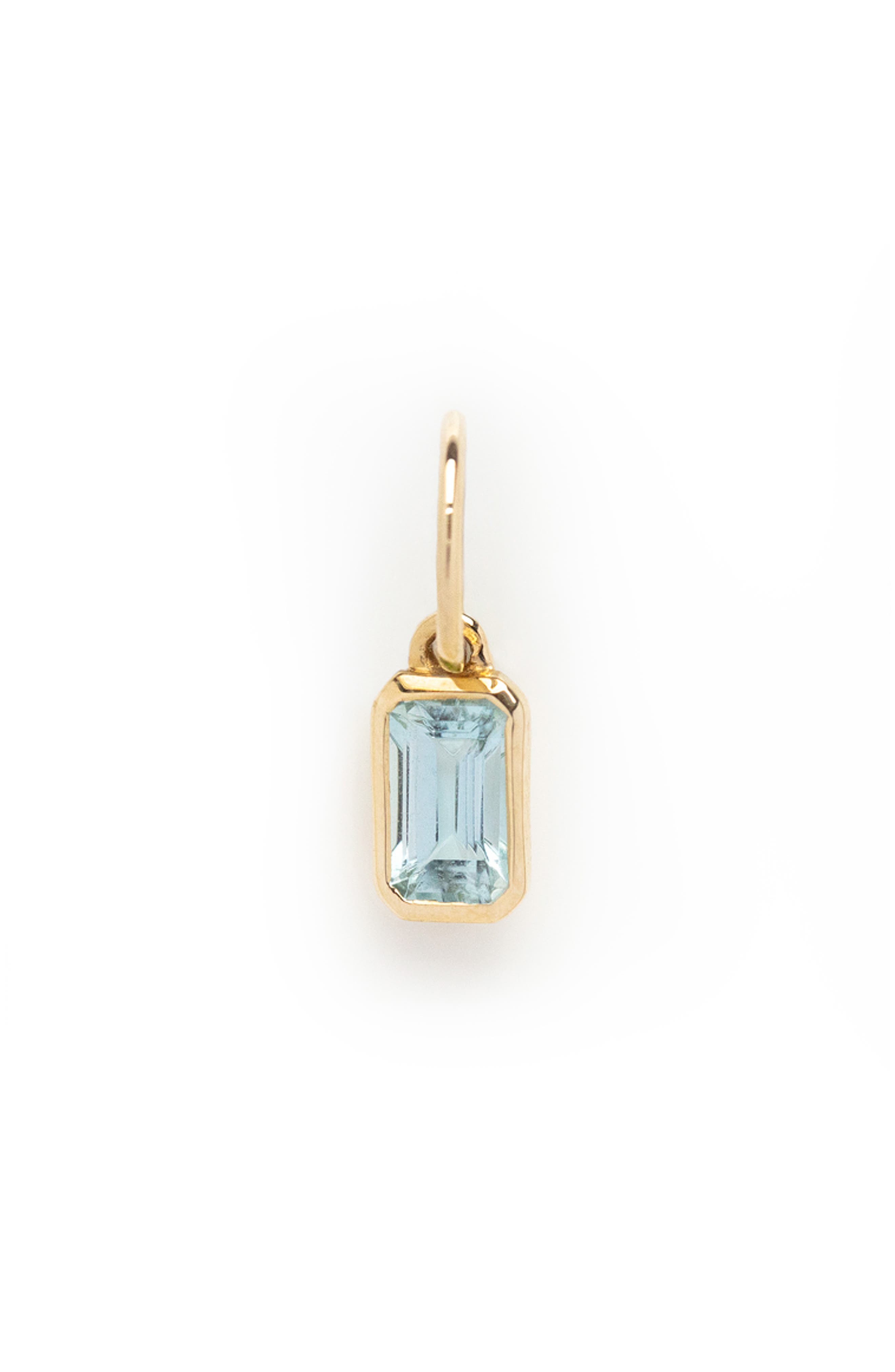 Local Eclectic Baguette Cut Birthstone Charm in March Natural Aquamarine 