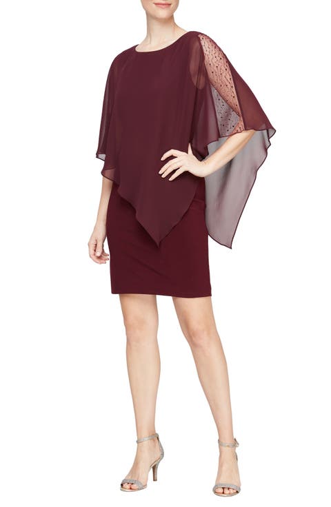 Short Sheath Dress & Embellished Cape Set