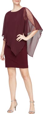 SL FASHIONS Short Sheath Dress & Embellished Cape Set