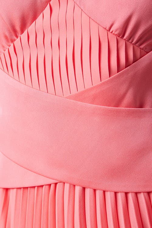 Coast Peplum Cross Detail Pleated Midi Dress In Pink
