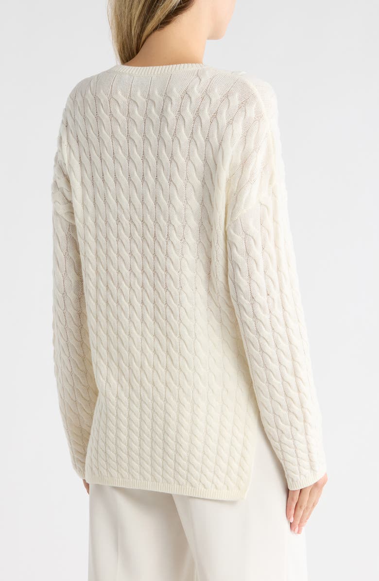 Theory Kareina Cable Stitch Wool Blend Sweater, Alternate, color, Ivory