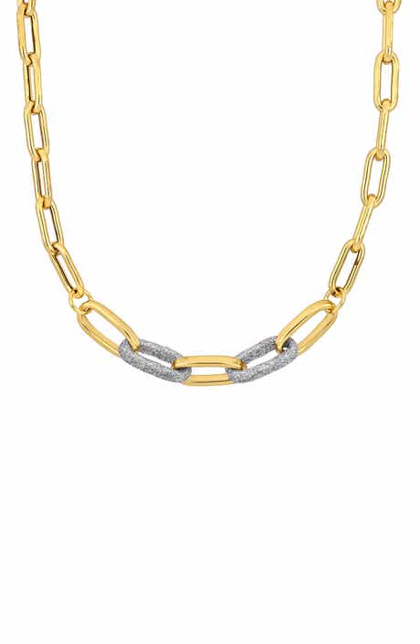 DELMAR Contrast Enamel Oval Link Chain Necklace