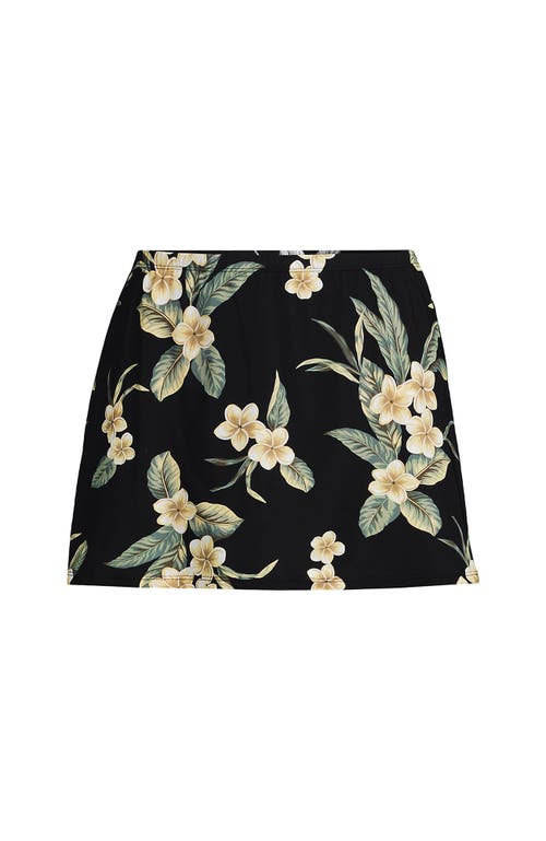 Shop Lands' End Slender Separates Tummy Control Swim Skirt Swim Bottoms In Black Plumeria Floral