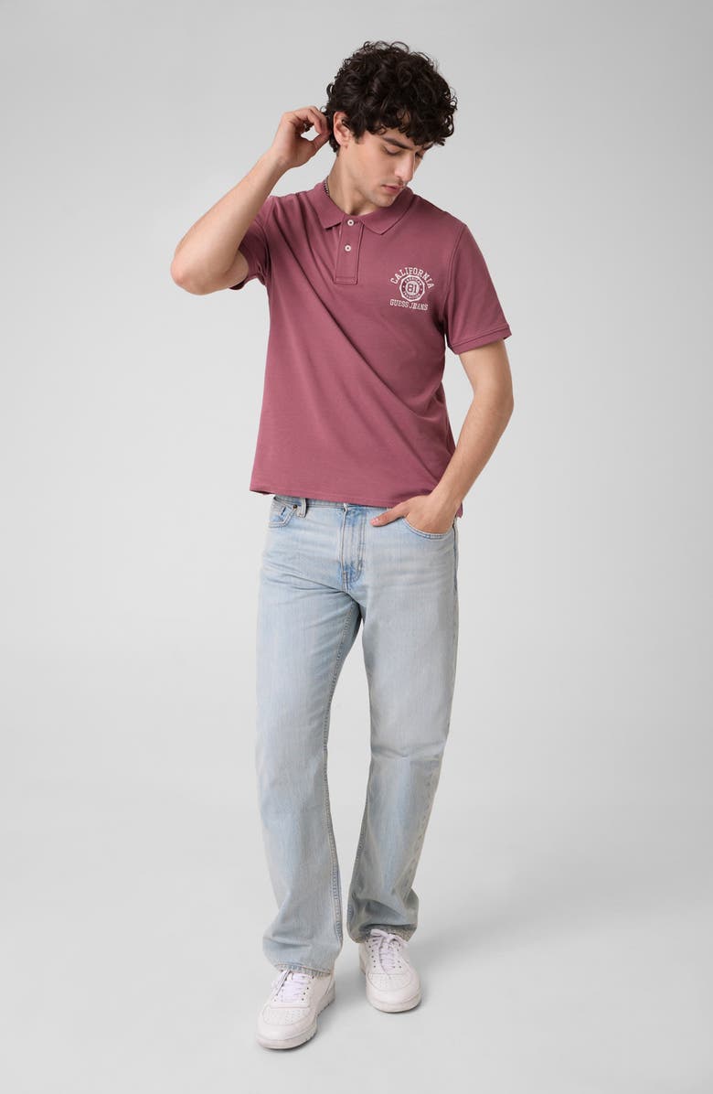 GUESS Muscle Fit Sueded Jersey Polo, Alternate, color, Soft Berry