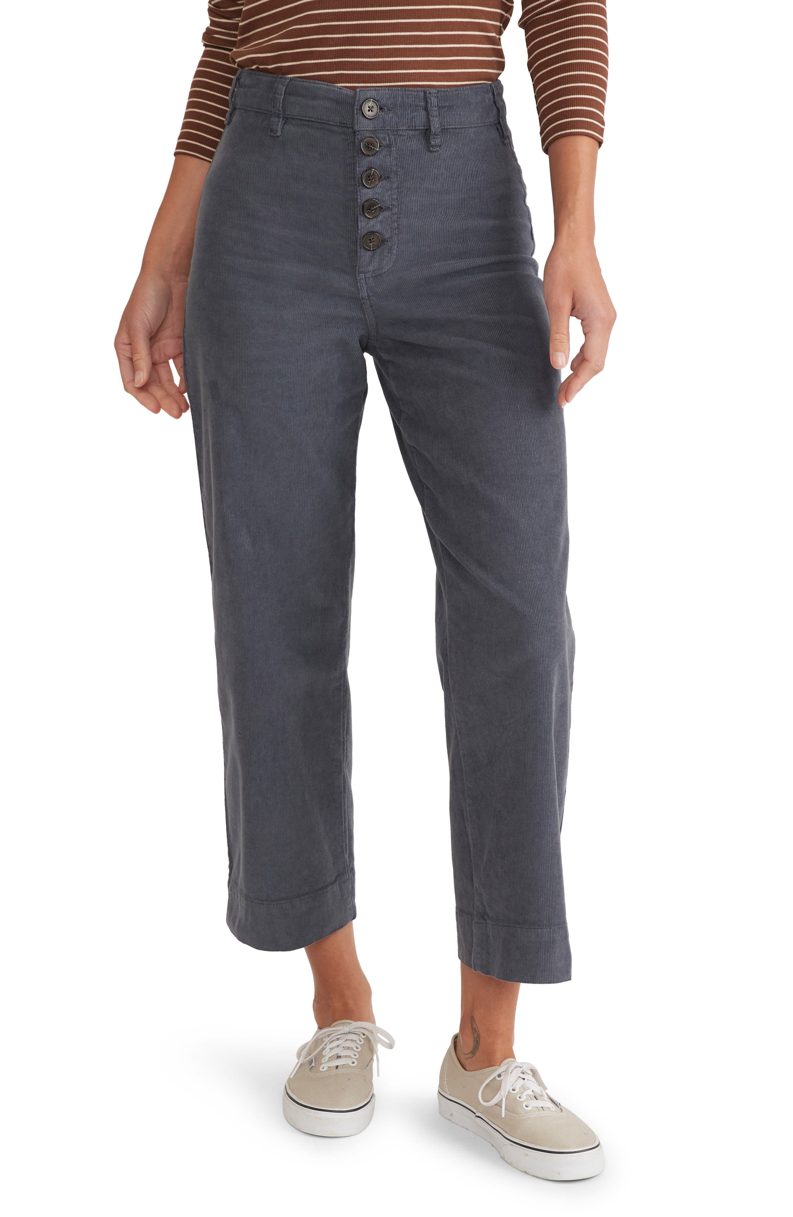 Bridget High Waist Crop Wide Leg Corduroy Pants