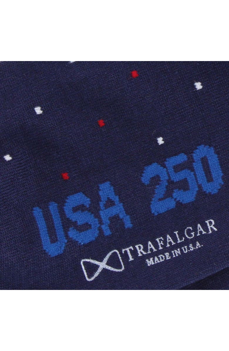 Trafalgar Founders 250 Polka Dot Mid Calf Mercerized Cotton Socks, Alternate, color, Navy Blue With Polka Dots