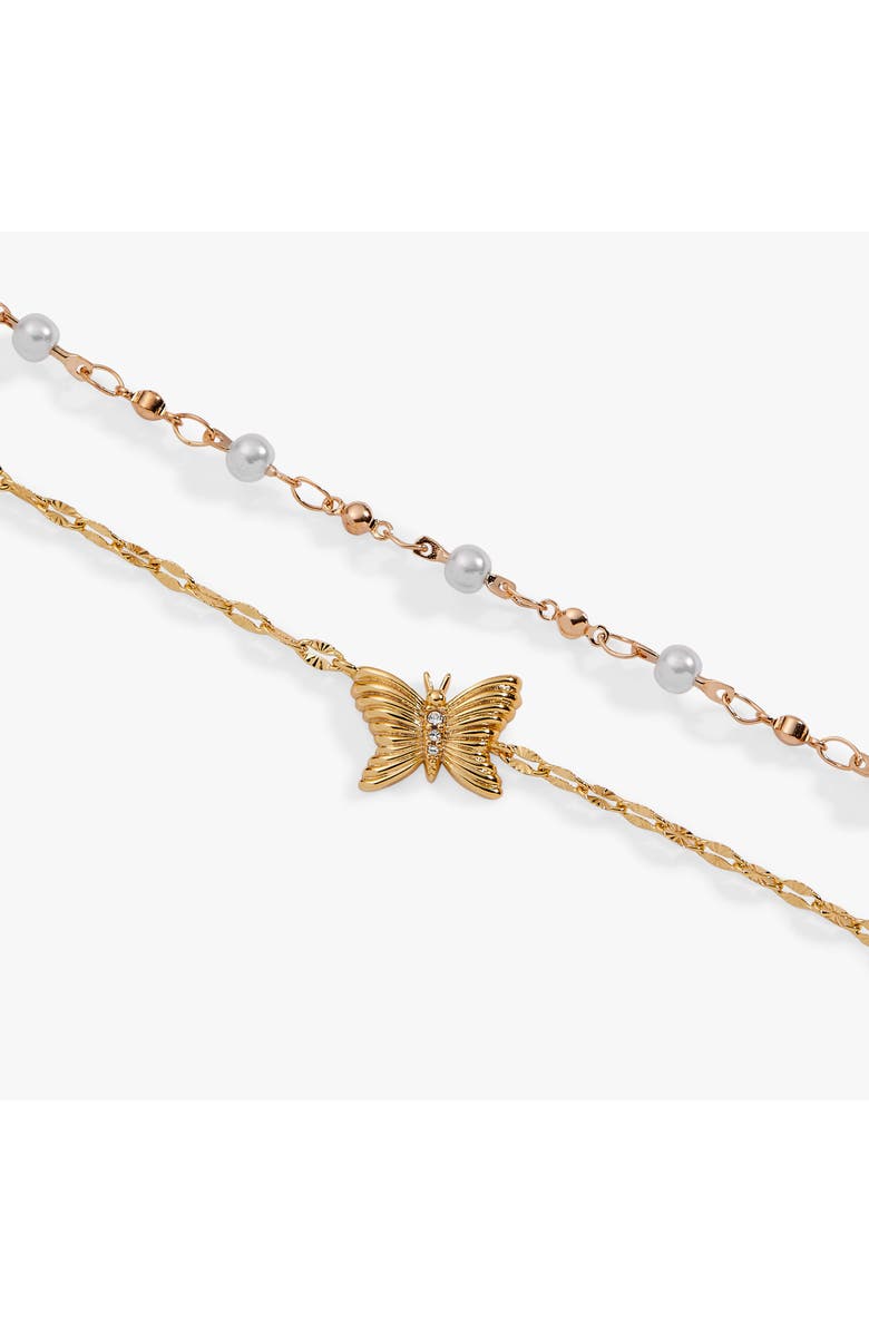Alex and Ani Festival 2 strand Butterfly bracelet, Alternate, color, Gold