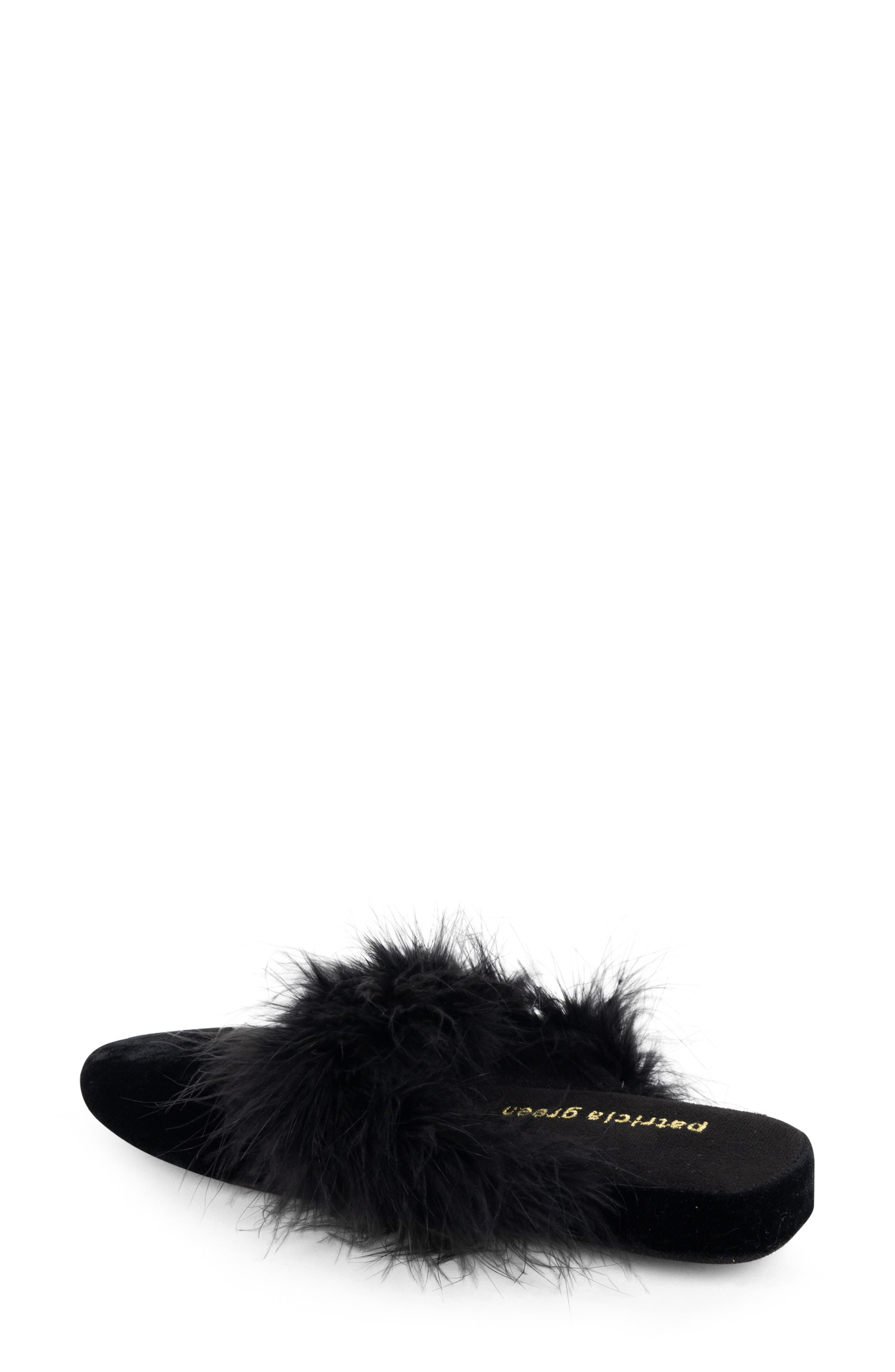 patricia green Party Feather Velvet Slipper, Alternate, color, 