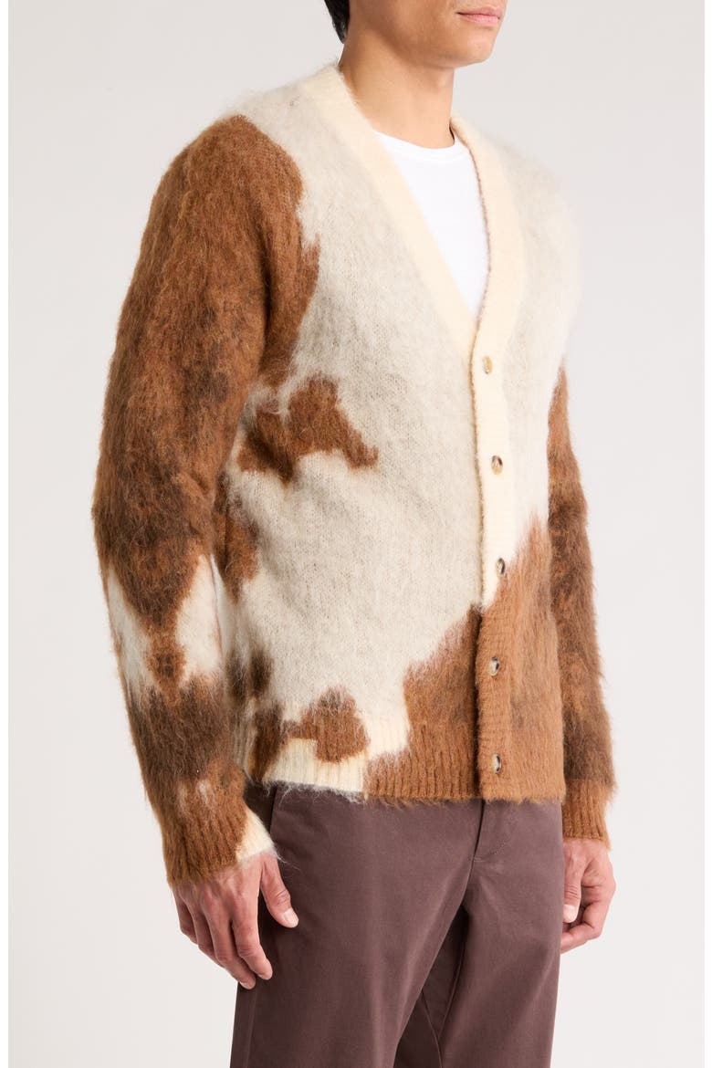 Horse Intarsia V-Neck Cardigan, Alternate, color, BROWN
