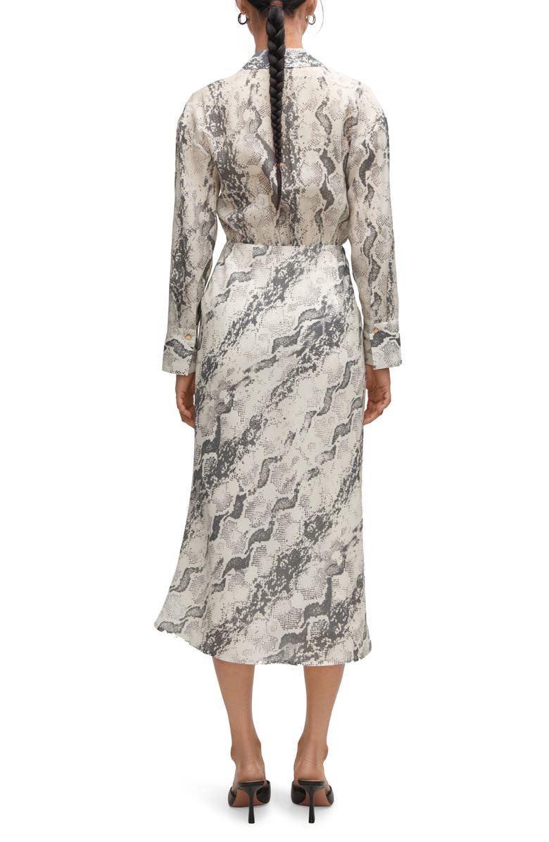 MANGO Snakeskin Print Long Sleeve Wrap Shirtdress, Alternate, color, 