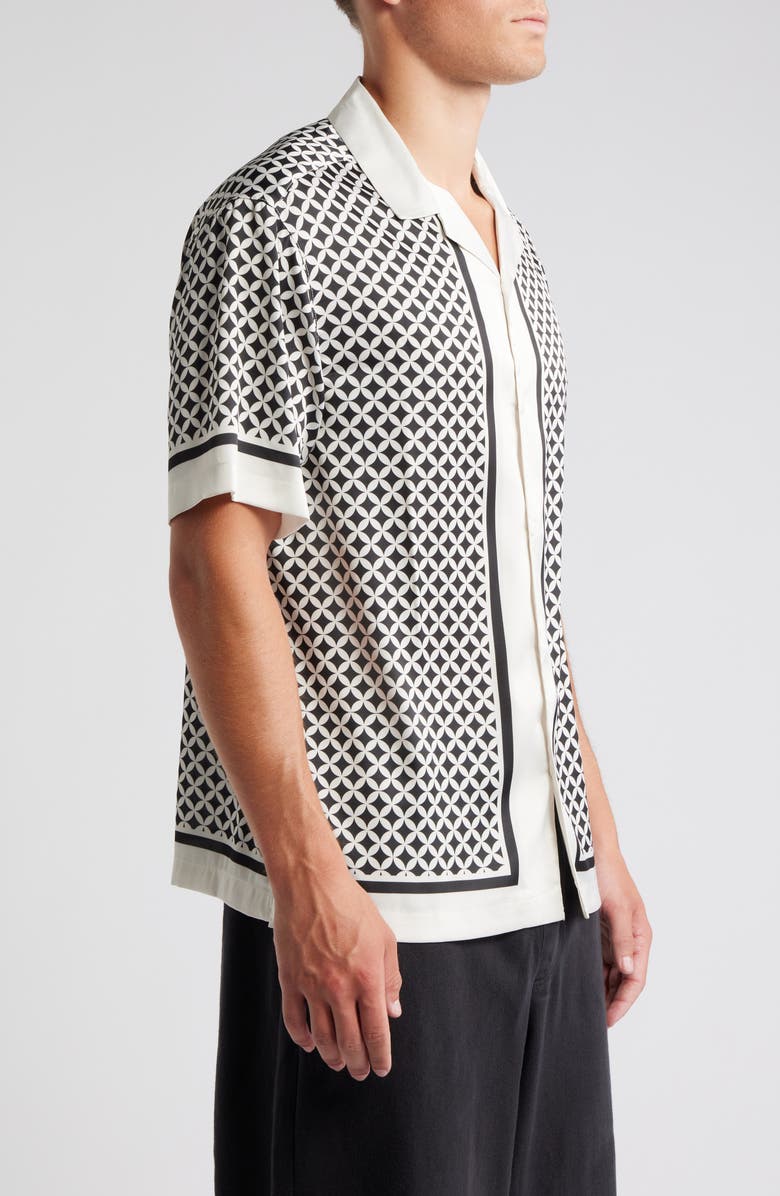 Topman Geo Print Satin Camp Shirt, Alternate, color,