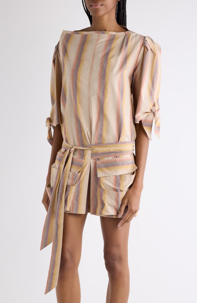 Isabel Marant Mariza Stripe Cotton Minidress, Alternate, color, Desert