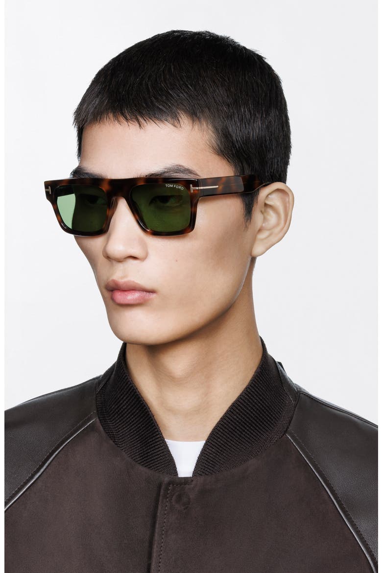 Cyrus 53mm Square Sunglasses, Alternate, color, SHINY HAVANA / VINTAGE GREEN