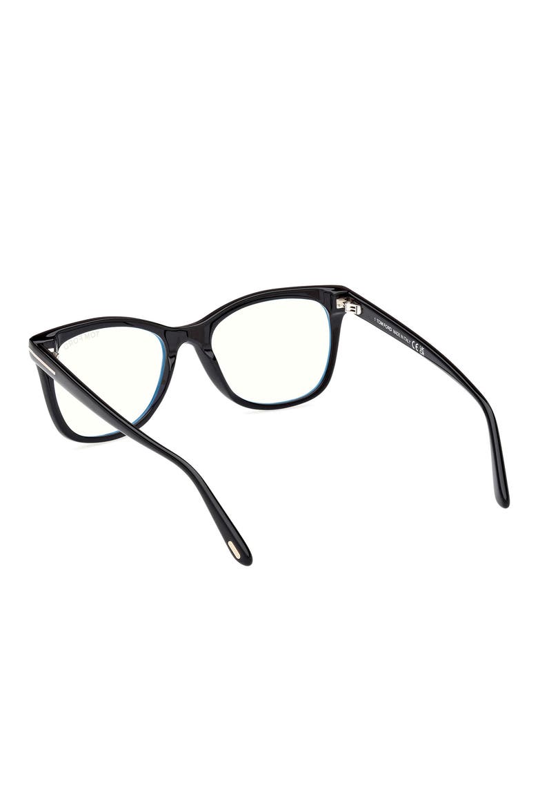 52mm Square Blue Light Blocking Glasses, Alternate, color, BLACK ECO / T LOGO