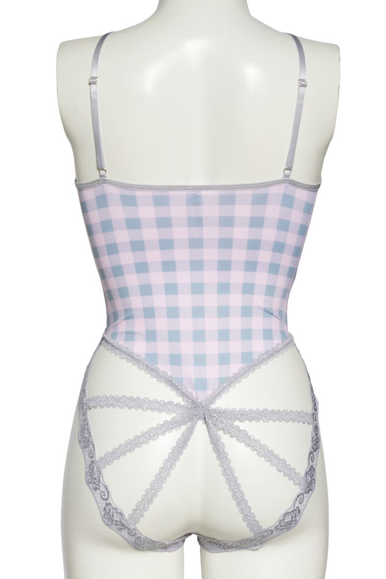 Strappy Back Gingham Teddy, Alternate, color, PINK