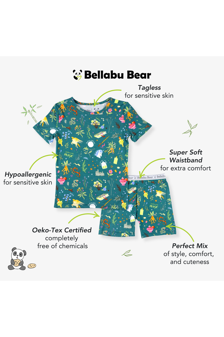 Mandrakes Potions & Herbs Kids 2-Piece Short Sleeve & Shorts Pajama Set, Alternate, color, Mandrakes Potions & Herbs