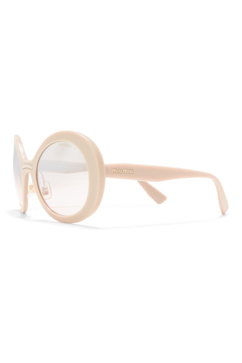 53mm Round Sunglasses, Alternate, color, BEIGE / LIGHT BROWN MIRROR