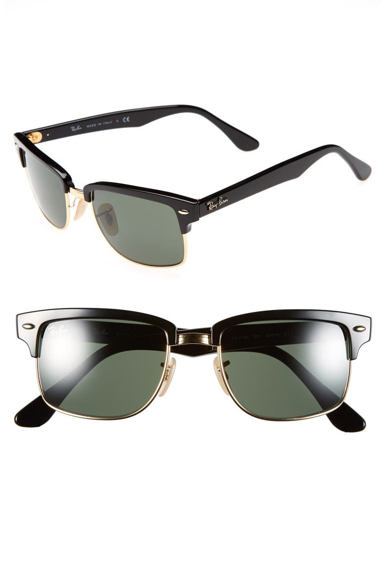 'Clubmaster' Square 52mm Sunglasses, Main, color, BLACK