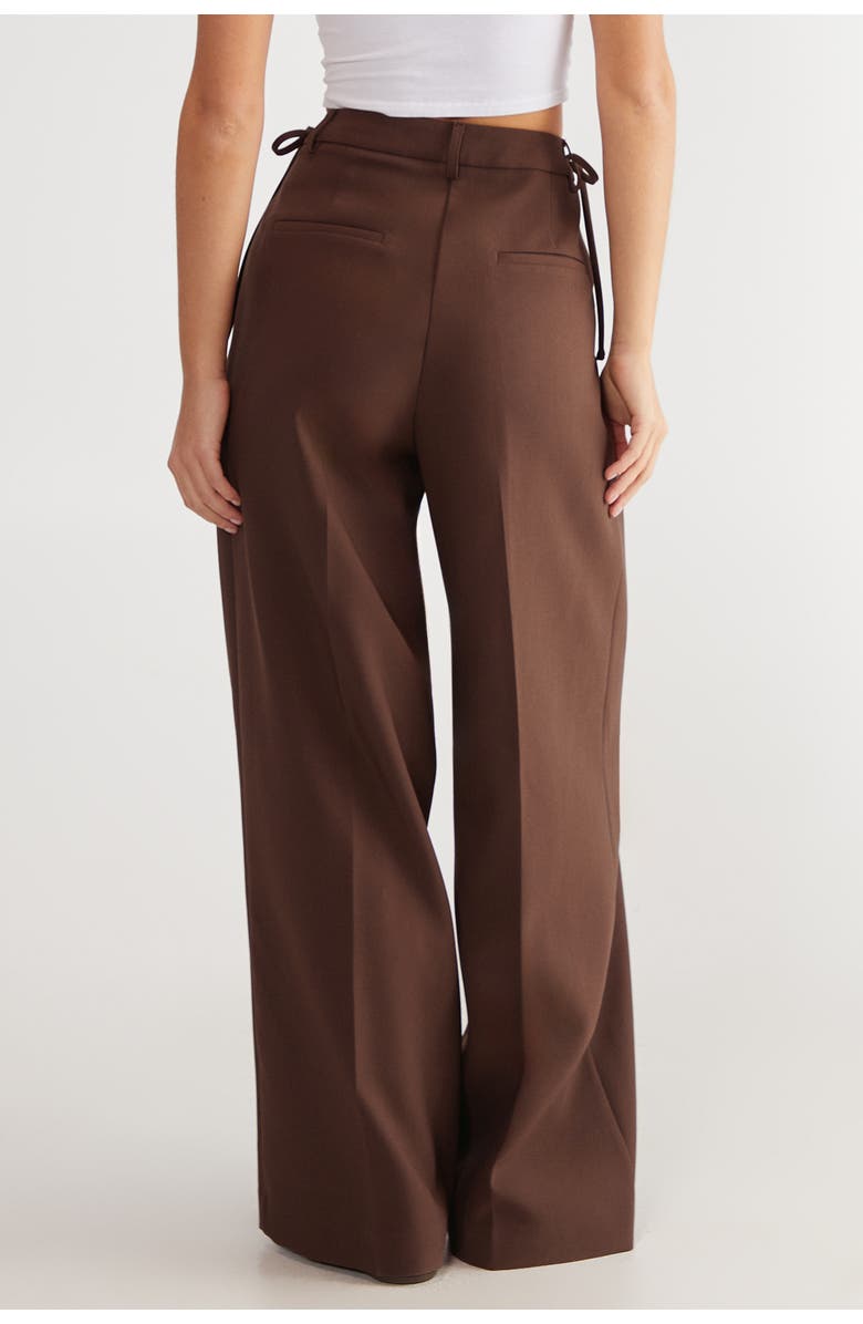 NASTY GAL Premium Tailored Tie Detail Pants, Alternate, color, Choc Brown