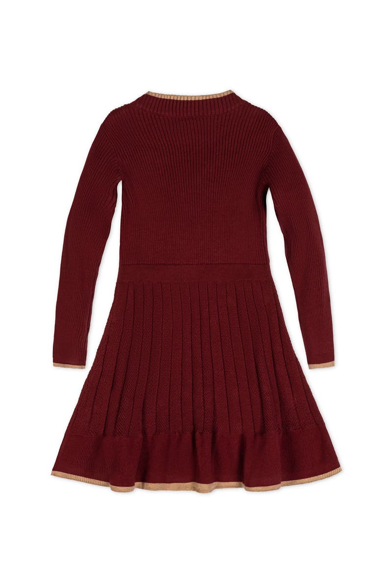 Kids' Organic Mock Neck Flounce Hem Sweater Dress, Alternate, color, Oxblood