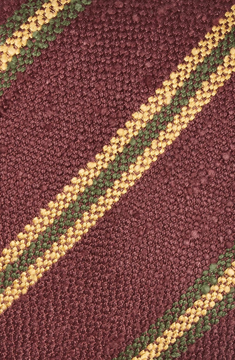 Drake's Stripe Shantung Silk Tie, Alternate, color, Red Gold Green