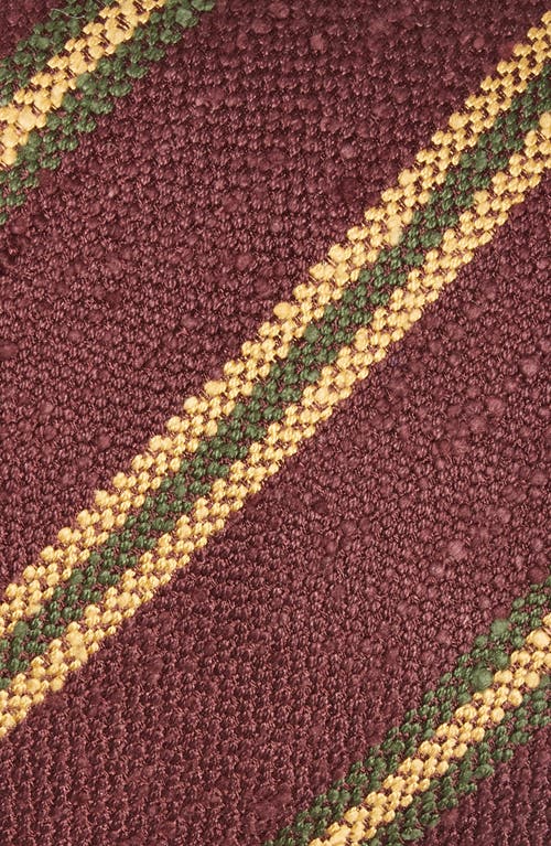 Drake's Stripe Shantung Silk Tie In Red
