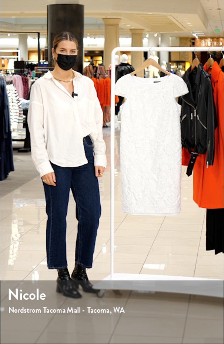 Metallic Floral Jacquard Sheath Dress, sales video thumbnail