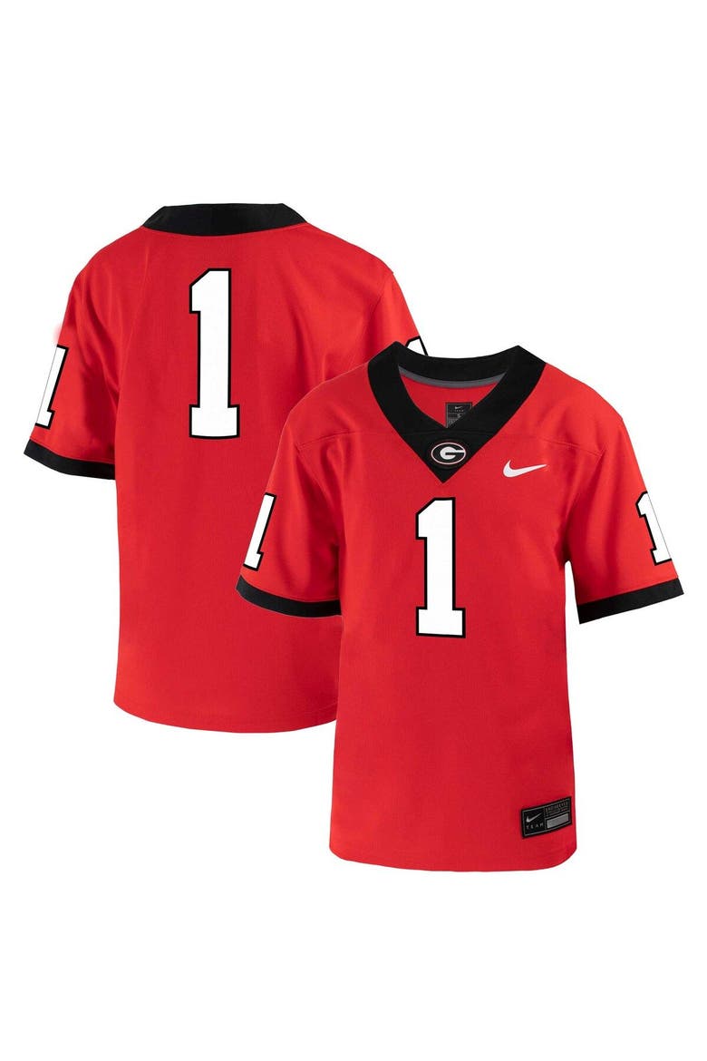 Toddler Nike #1 Red Georgia Bulldogs Untouchable Football Jersey, Main, color, Red