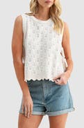 All in Favor Side Tie Check Stitch Cotton Blend Sweater Vest