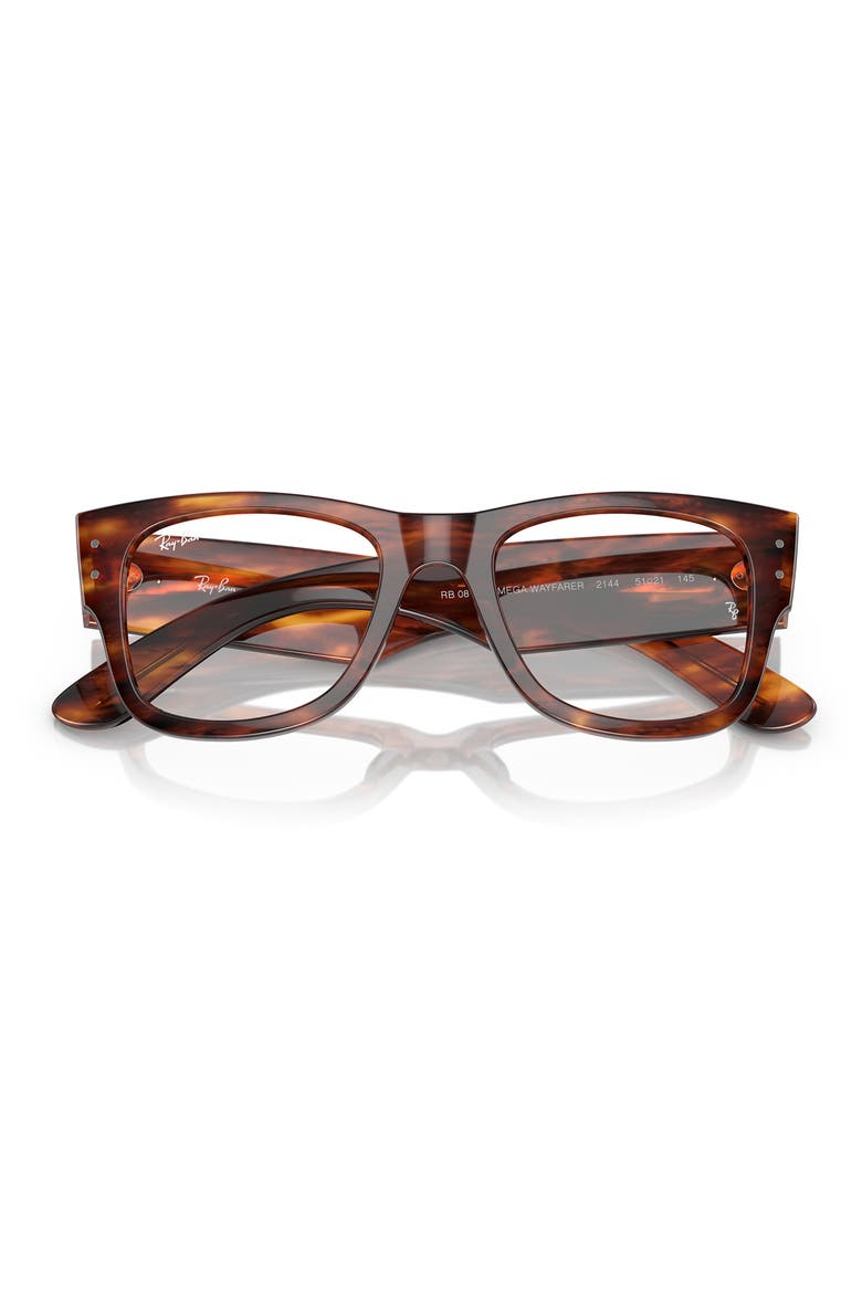Mega Wayfarer 51mm Square Optical Glasses, Alternate, color, STRIPED HAVA