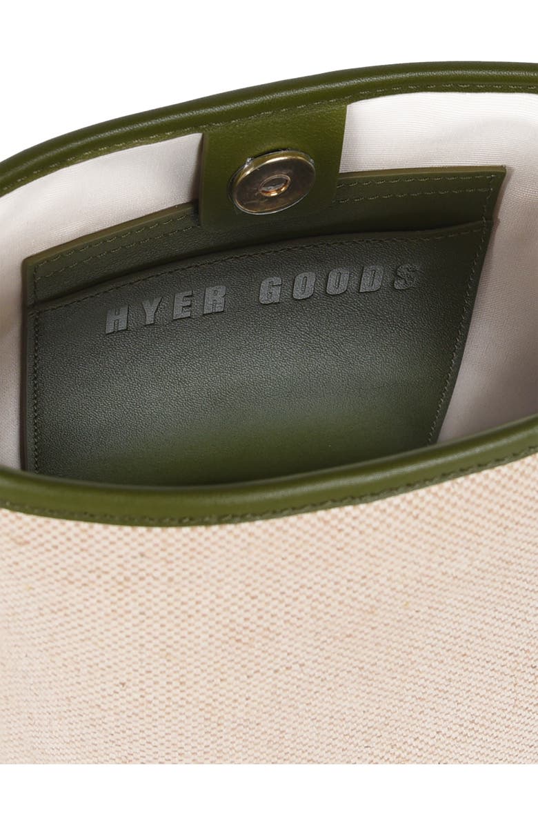 HYER GOODS Canvas and Upcycled Leather Convertible Mini Bucket Bag, Alternate, color,