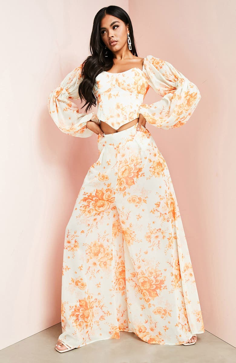 ASOS DESIGN Floral Wide Leg Trousers, Alternate, color, 