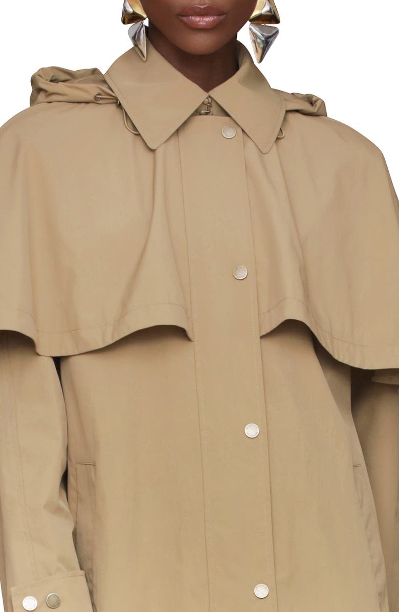 Avec Les Filles Hooded Cape Raincoat, Alternate, color, Wheat