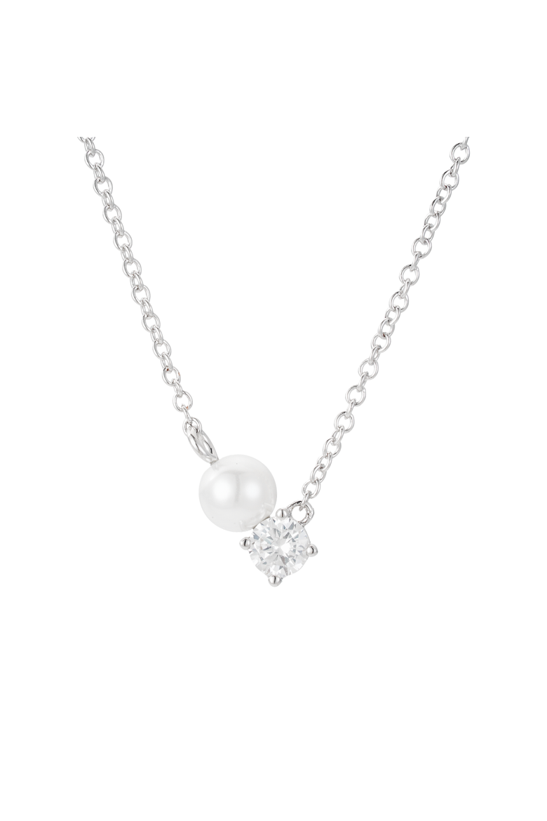 Evermore Pearl and Crystal Necklace, Main, color, Metallic Silver