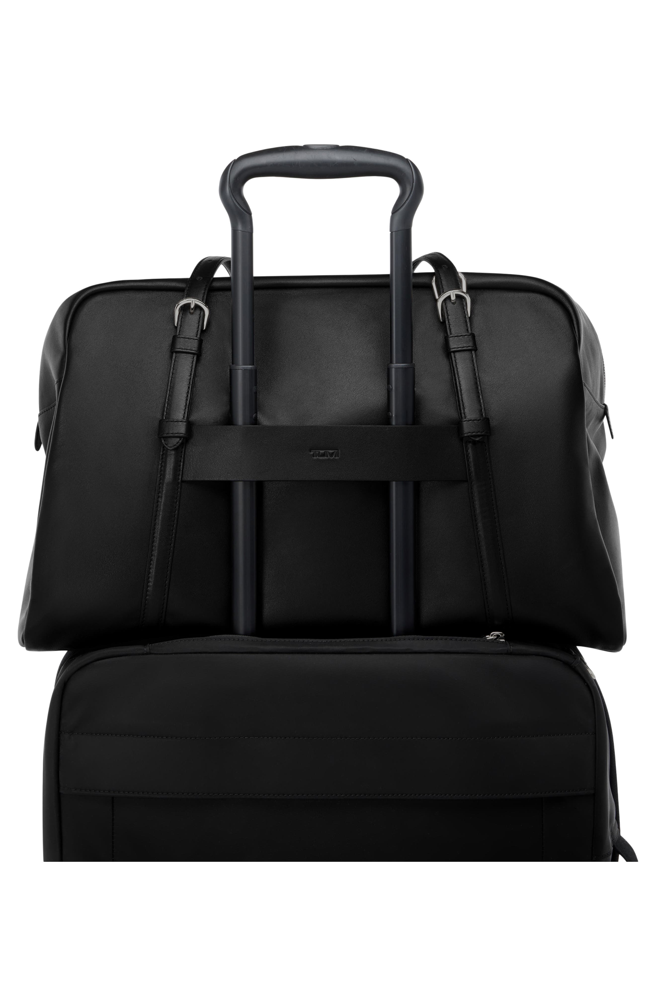 TUMI Oaklynn Leather Duffle Bag, Alternate, color, Black/ Gunmetal