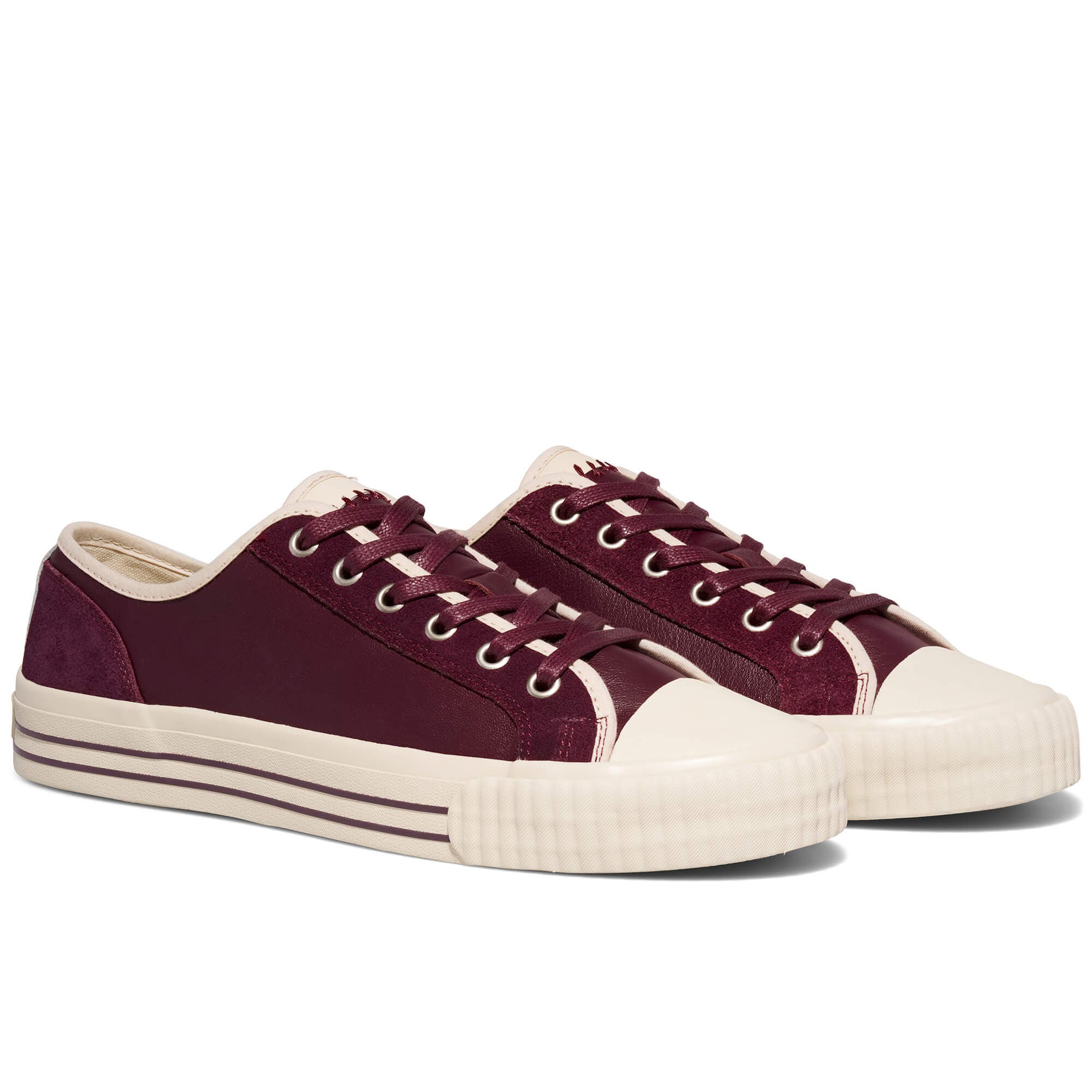 Center Vintage Low-Top Leather & Suede Sneaker, Alternate, color, Burgundy-Antique White