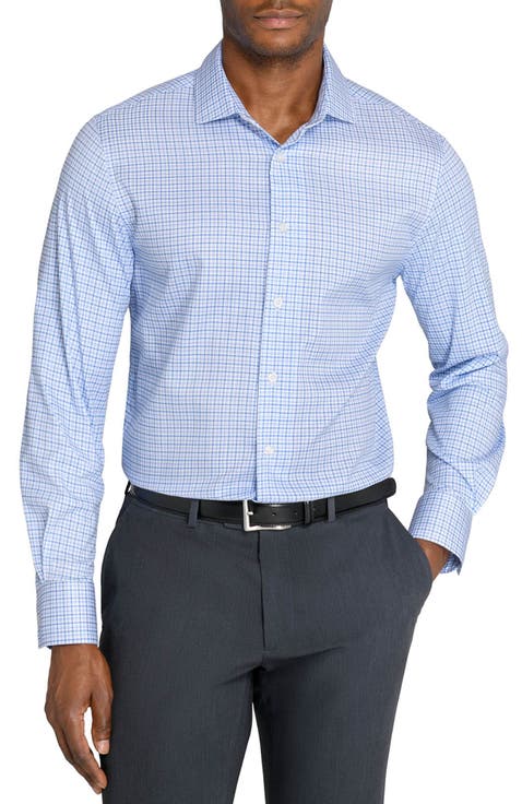 Slim Fit Street Grid Plaid Reworked Cotton Dress Shirt