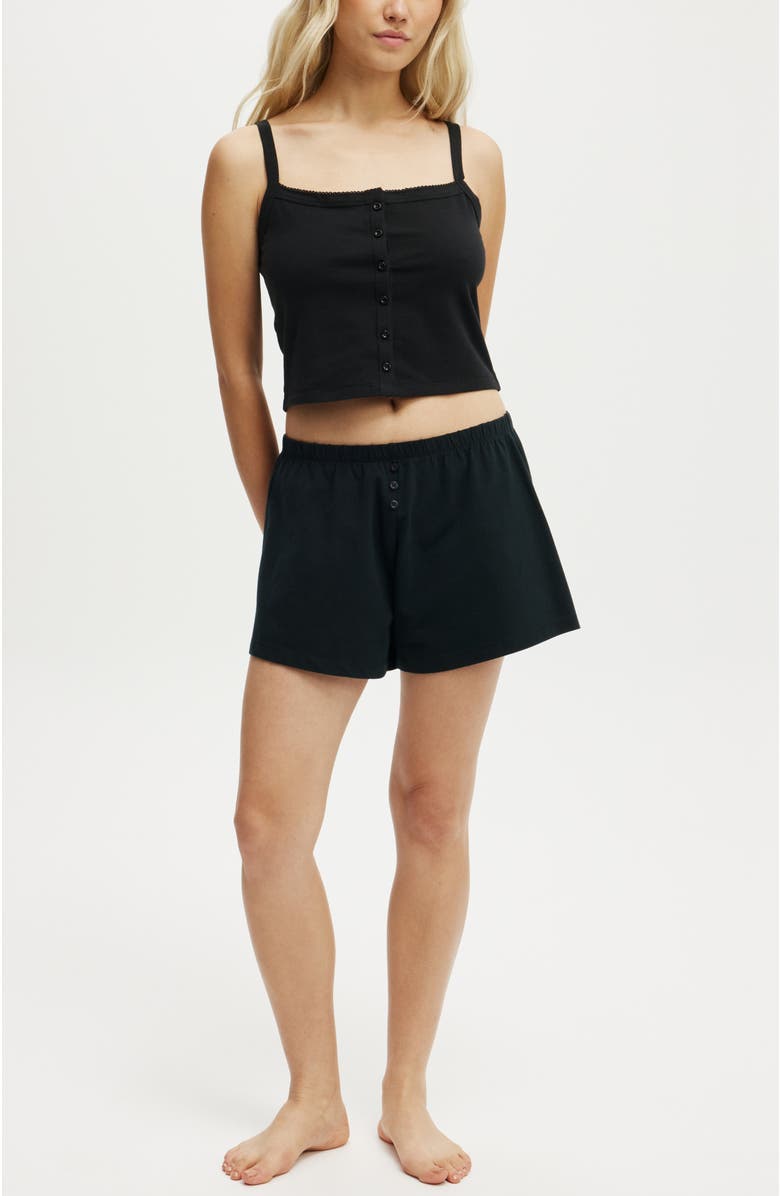 COTTON ON BODY Women's Peached Jersey Button Up Cami, Alternate, color, Black