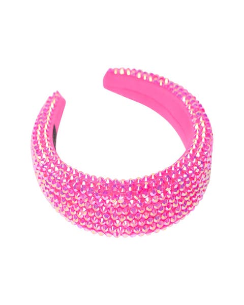 Colored rhinestone puff headband