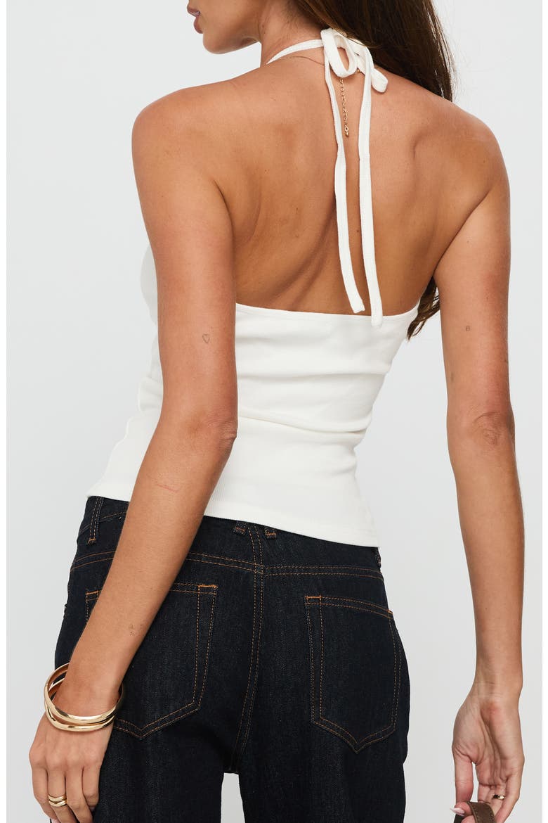 Sentiment Stretch Organic Cotton Halter Top, Alternate, color, WHITE